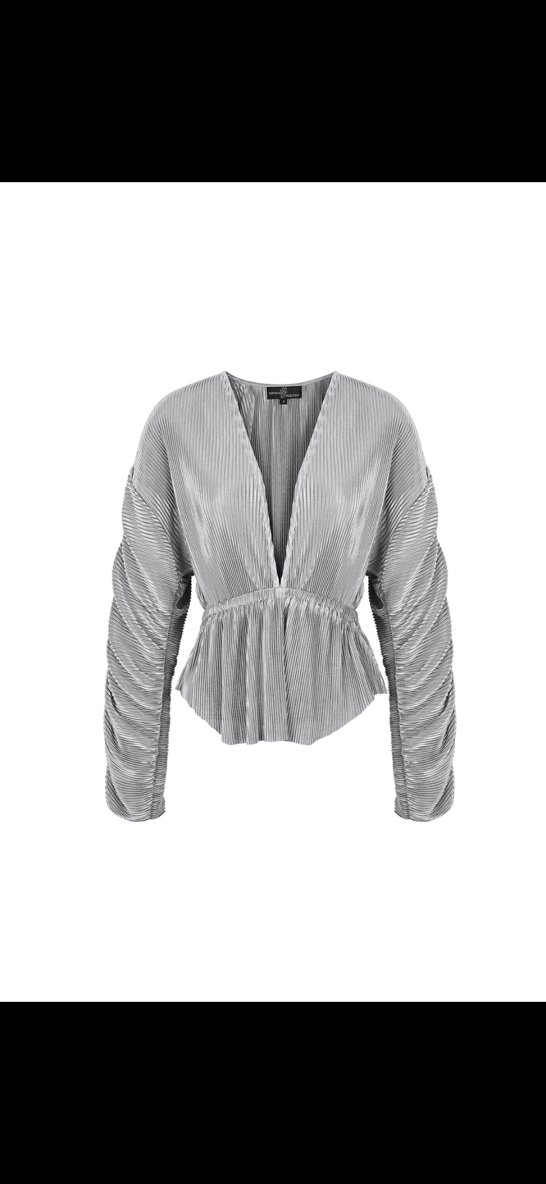 Blouse met rip structuur en geplooide mouwen